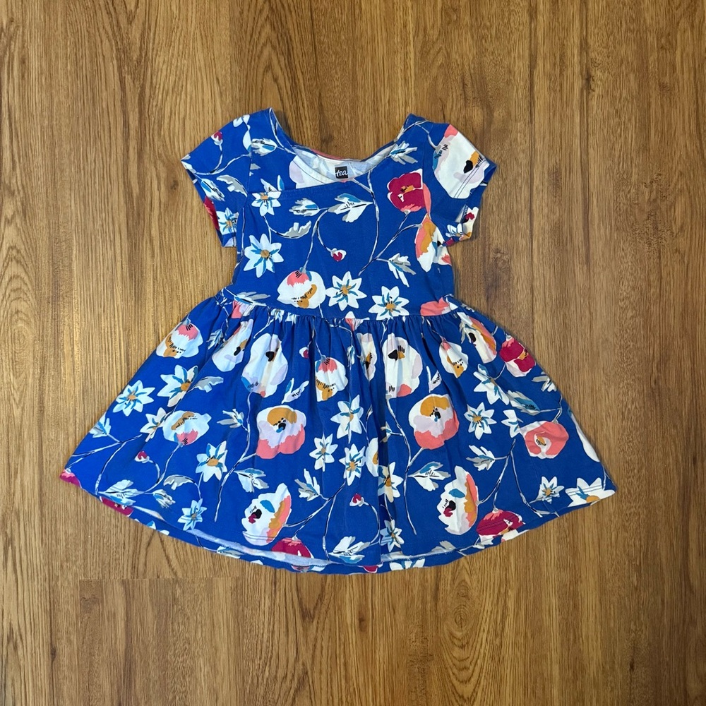 Tea Collection Blue Floral Wrap Dress